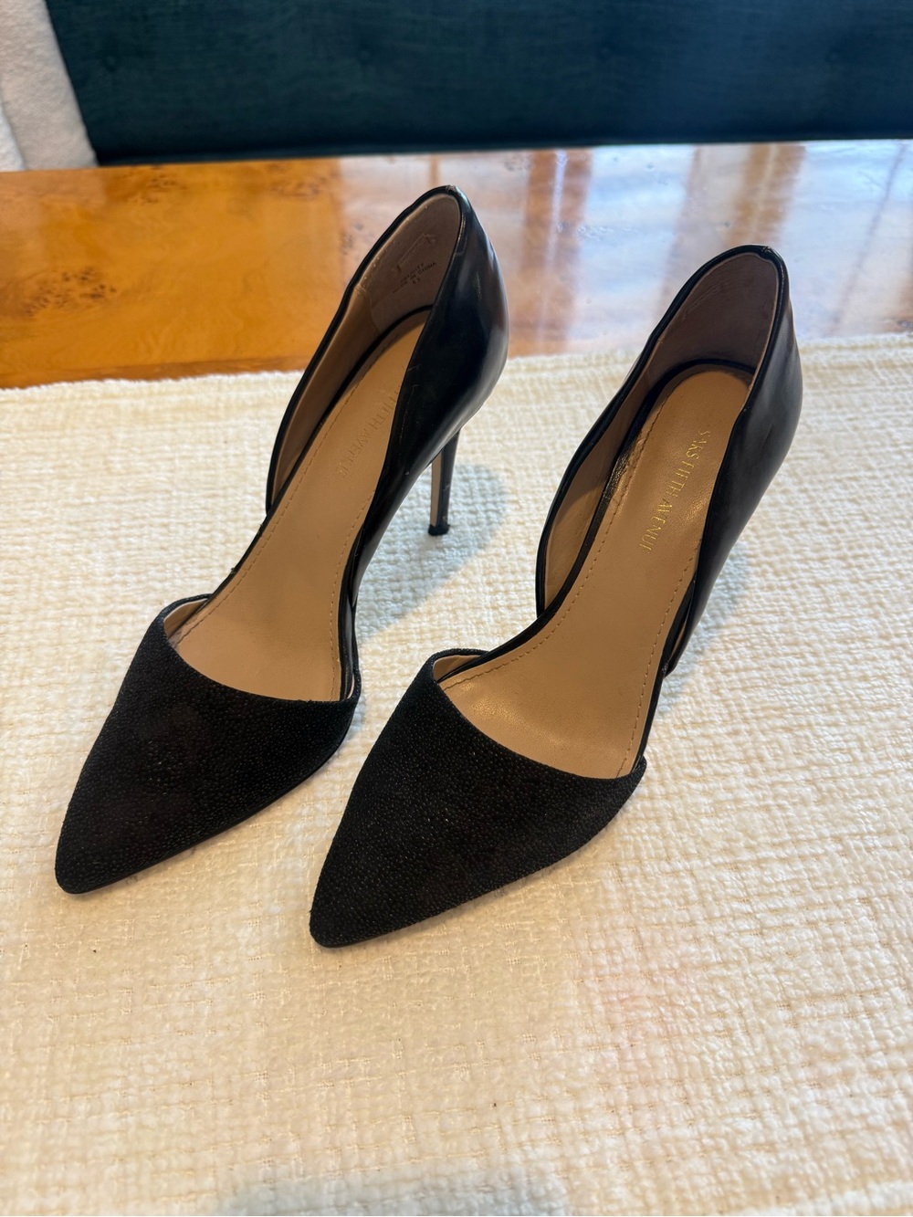 Saks Fifth Avenue Black Pointed D'Orsay Stiletto Pumps